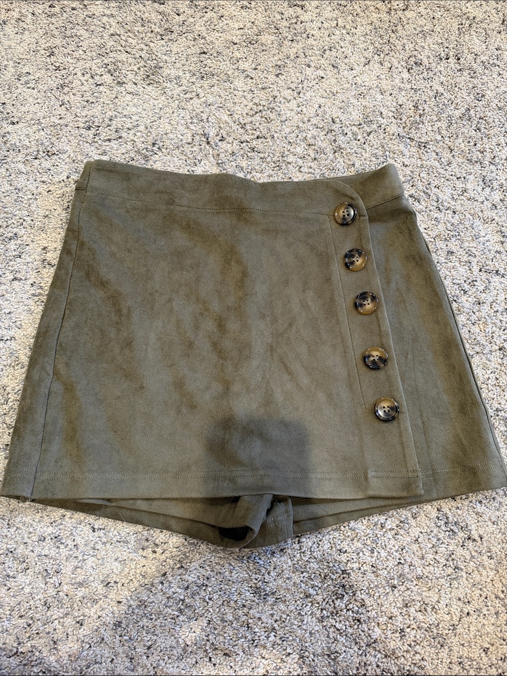 Altar'd State Olive Button-Down Mini Skort